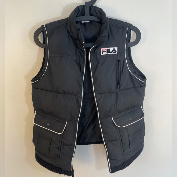 Vintage 90s Fila Puffer Vest Retro men women Fila Puffer Jacket size medium - Picture 2 of 14